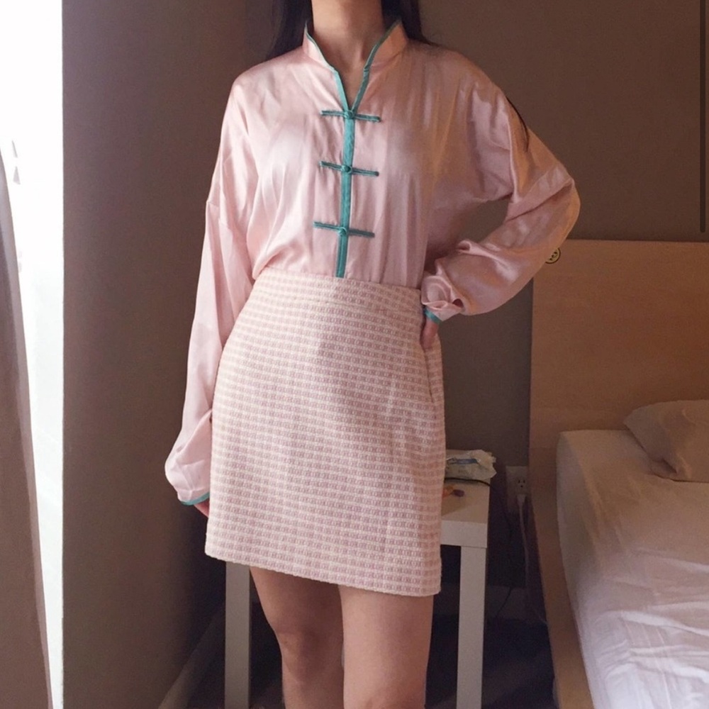 Banana Republic pink and white tweed skirt.-C2.